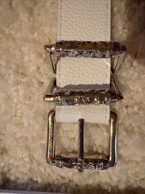 Chrome Hearts White Leather Belt with Silver Hardware